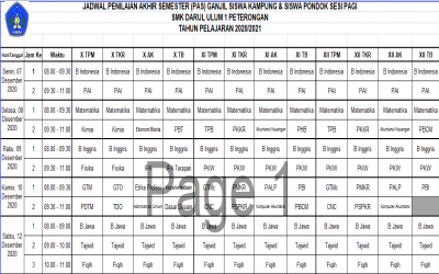 JADWAL PAS GANJIL
